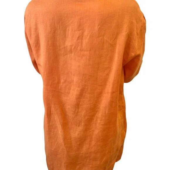 HERMES Vintage H Logo Horse Carriage Embroidery Shirt #36 Orange Button [106322] - Picture 4 of 12